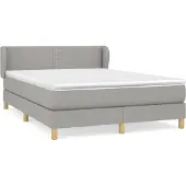 Syfax Cama box spring con colchón tela gris claro 140x200 cm