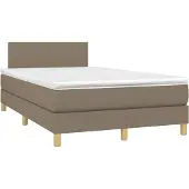 Syfax Cama box spring con colchón tela gris taupe 120x200 cm
