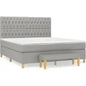 Syfax Cama box spring con colchón tela gris claro 180x200 cm