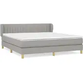 Syfax Cama box spring con colchón tela gris claro 180x200 cm