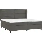 Syfax Cama box spring con colchón terciopelo gris oscuro 200x200 cm