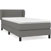 Syfax Cama box spring con colchón tela gris oscuro 100x200 cm