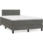 Syfax Cama box spring con colchón terciopelo gris oscuro 120x200 cm