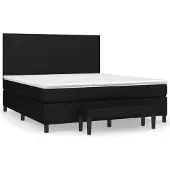 Syfax Cama box spring con colchón tela negro 180x200 cm