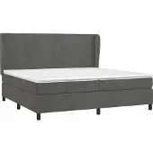 Syfax Cama box spring con colchón terciopelo gris oscuro 200x200 cm