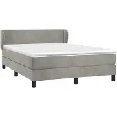 Syfax Cama box spring con colchón terciopelo gris claro 140x200 cm