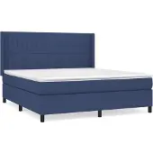 Syfax Cama box spring con colchón tela azul 160x200 cm