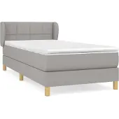Syfax Cama box spring con colchón tela gris claro 90x190 cm