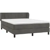 Syfax Cama box spring con colchón terciopelo gris oscuro 140x190 cm