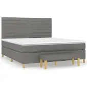 Syfax Cama box spring con colchón tela gris oscuro 160x200 cm
