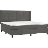Syfax Cama box spring con colchón terciopelo gris oscuro 200x200 cm