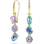 Swarovski Pendientes azul real / oro / verde / lila