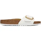 Birkenstock para mujer. 1019814 Sandalias Madrid Big Buckle Birko-Flor (Ajuste Estrecho) blanco (36), Plano, Ninguno, Casual, Charol, Birken