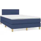 Syfax Cama box spring con colchón tela azul 120x200 cm