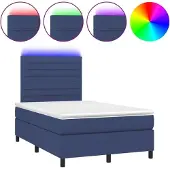 Syfax Cama box spring con colchón y LED tela azul 120x200 cm