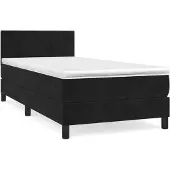 Syfax Cama box spring con colchón terciopelo negro 80x200 cm