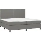 Syfax Cama box spring con colchón tela gris oscuro 200x200 cm
