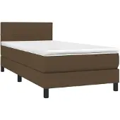 Syfax Cama box spring con colchón tela marrón oscuro 90x200 cm