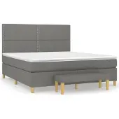 Syfax Cama box spring con colchón tela gris oscuro 180x200 cm