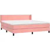 Syfax Cama box spring con colchón terciopelo rosa 180x200 cm