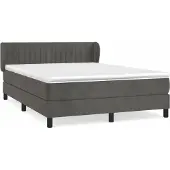 Syfax Cama box spring con colchón terciopelo gris oscuro 140x200 cm