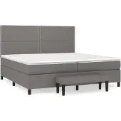 Syfax Cama box spring con colchón tela gris oscuro 200x200 cm
