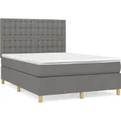 Syfax Cama box spring con colchón tela gris oscuro 140x200 cm