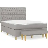 Syfax Cama box spring con colchón tela gris claro 140x190 cm