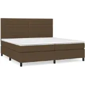 Syfax Cama box spring con colchón tela marrón oscuro 200x200 cm
