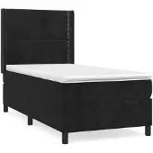Syfax Cama box spring con colchón cuero sintético negro 90x190 cm
