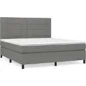 Syfax Cama box spring con colchón tela gris oscuro 160x200 cm