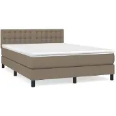 Syfax Cama box spring con colchón tela gris taupe 140x200 cm