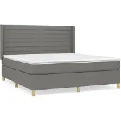 Syfax Cama box spring con colchón tela gris oscuro 180x200 cm
