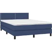 Syfax Cama box spring con colchón tela azul 140x200 cm