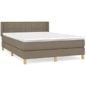 Syfax Cama box spring con colchón tela gris taupe 140x190 cm