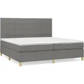 Syfax Cama box spring con colchón tela gris oscuro 200x200 cm