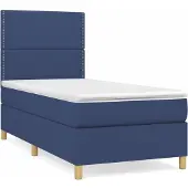 Syfax Cama box spring con colchón tela azul 90x190 cm
