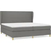 Syfax Cama box spring con colchón tela gris oscuro 200x200 cm