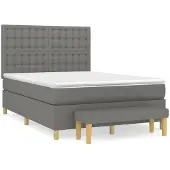 Syfax Cama box spring con colchón tela gris oscuro 140x200 cm