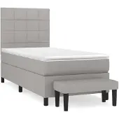 Syfax Cama box spring con colchón tela gris claro 90x190 cm
