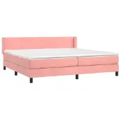 Syfax Cama box spring con colchón terciopelo rosa 200x200 cm