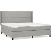 Syfax Cama box spring con colchón tela gris claro 200x200 cm