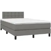 Syfax Cama box spring con colchón tela gris oscuro 120x200 cm