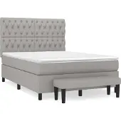 Syfax Cama box spring con colchón tela gris claro 140x200 cm