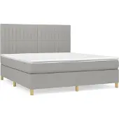 Syfax Cama box spring con colchón tela gris claro 160x200 cm