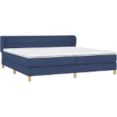 Syfax Cama box spring con colchón tela azul 200x200 cm