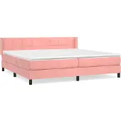 Syfax Cama box spring con colchón terciopelo rosa 200x200 cm