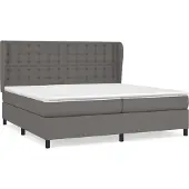 Syfax Cama box spring con colchón cuero sintético gris 200x200 cm