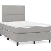 Syfax Cama box spring con colchón tela gris claro 120x200 cm