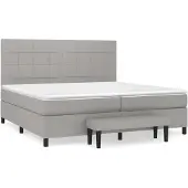 Syfax Cama box spring con colchón tela gris claro 200x200 cm